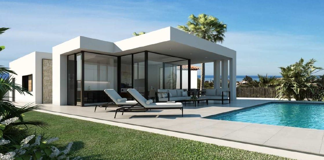 Nieuwbouw villa met 3 slaapkamers en uitzicht op zee in Dénia