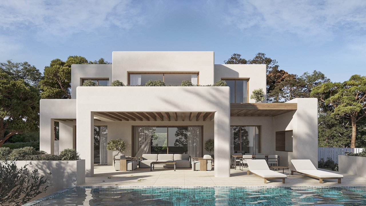 4554BEN Ibiza style villa with sea views for sale in La Fustera, Benissa