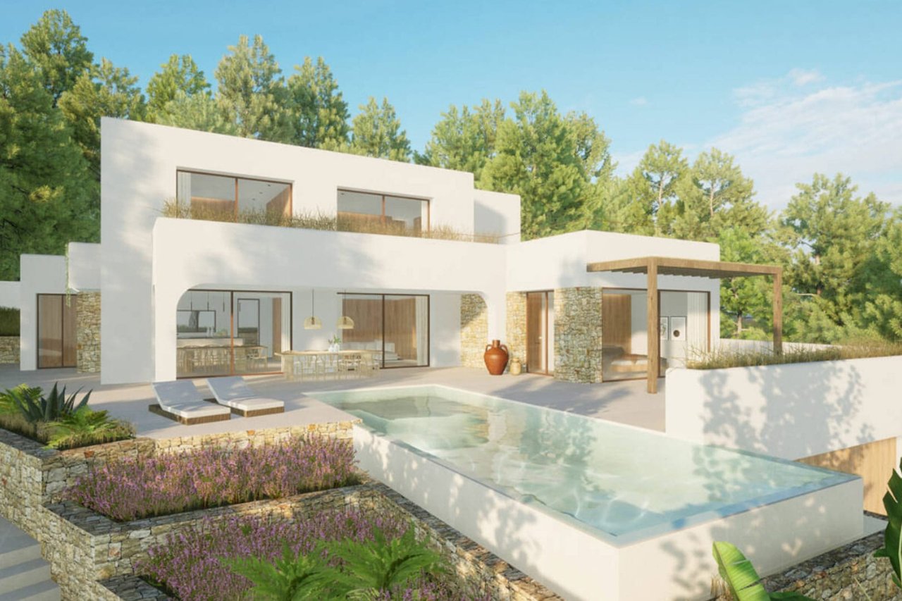 C4XY8166MOR Proyecto en venta de villa moderna a 1km de El Portet y el centro de Moraira, Teulada.