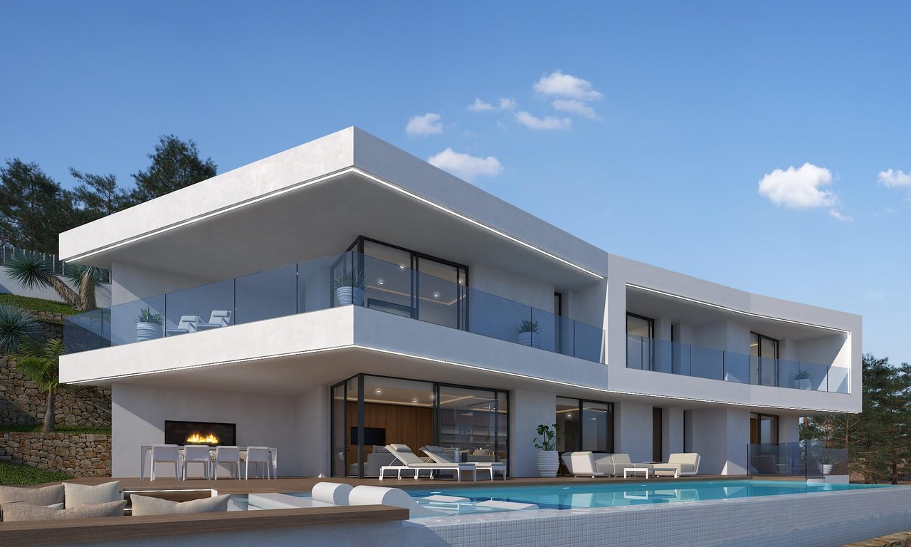 2091JAV Villa moderna de 4 dormitorios con vistas al mar en Javea