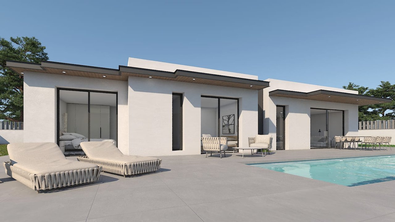 3578PED Moderno chalet de planta baja de nueva construcción en venta en Pedreguer