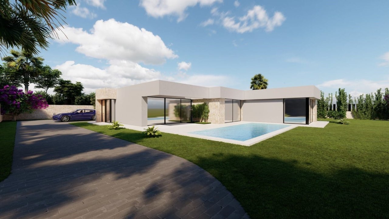 6414CAL Moderne, einstöckige, neu gebaute Villa in Laufnähe zum Yachthafen in Calpe