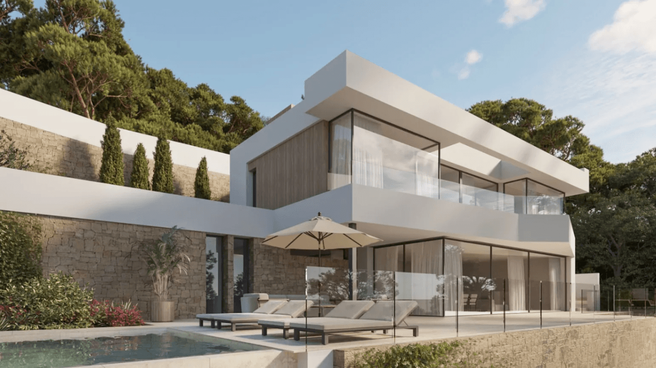 Villa de nueva construcción con licencia de obra y vistas al mar en Racó del Galeno, Benissa