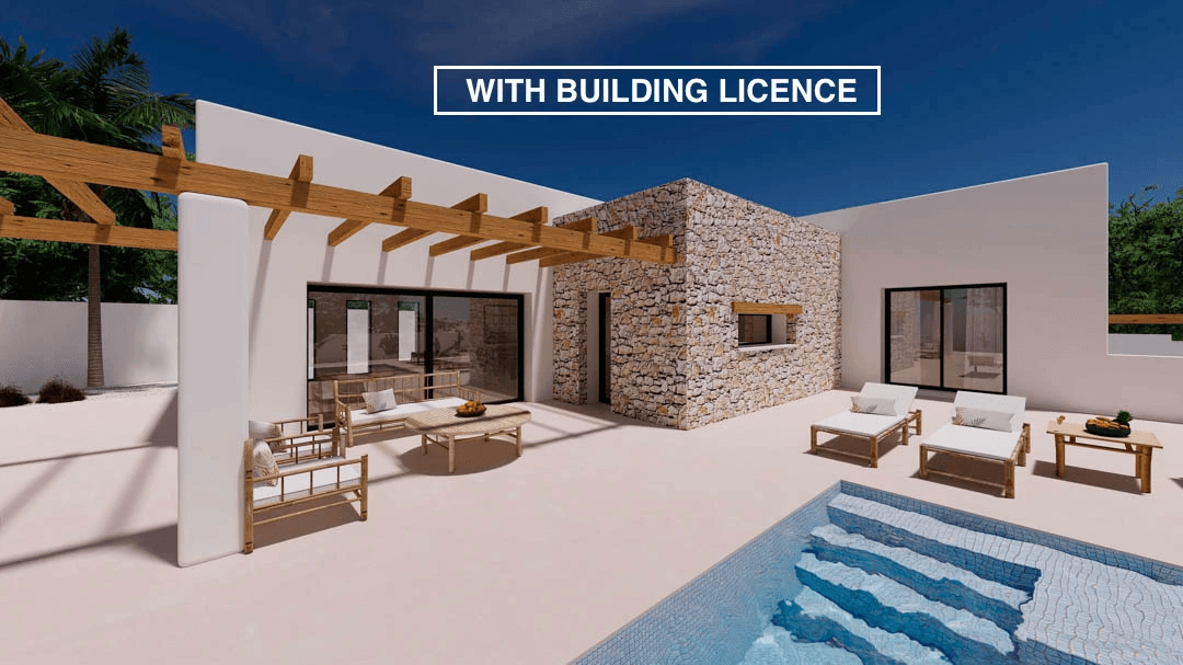 7120MOR Projet de villa d'Ibiza avec licence proche de la mer à vendre à Moraira.