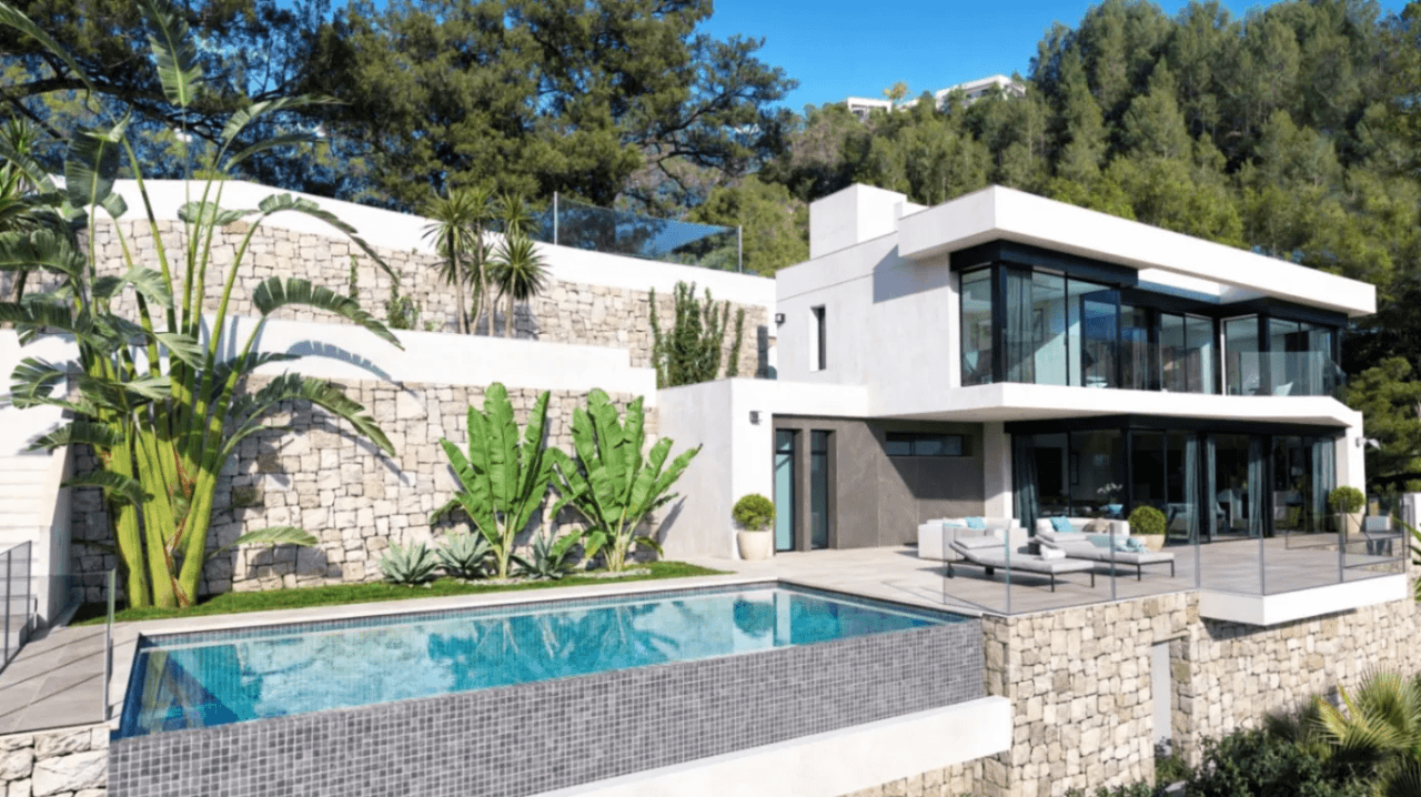 Villa de nueva construcción con licencia de obra y vistas al mar en Racó del Galeno, Benissa
